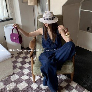 데님 점프 슈트 새로운 레트로 워크웨어 원피스 민소매 점프 슈트 바지