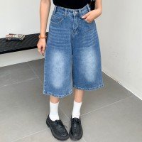  2025 뉴 한국 스타일 루즈핏 하이웨이스트 넓은 다리 데님 바지