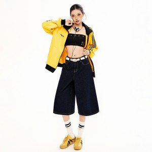 아메리칸 레트로 데님 7부 바지 루즈 슬림 마 청바지