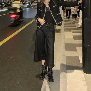 루즈핏 넓은 다리 부츠컷 7 점 청바지 여성 2025 캐주얼 바지 