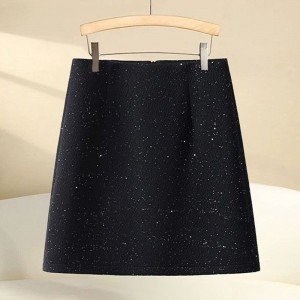 2025 겨울 모직 스팽글 하이웨이스트 반바지 빅 사이즈 지방 mm 외출용 모직 핫걸 와이드 레그 팬츠