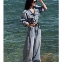 아메리칸 레트로 워싱 데님 점프 슈트 2025 루즈핏 슬림 다리 길이 올인원 의류