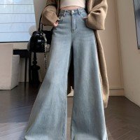 뉴 루즈핏 스트레이트 데님 긴 바지 여성 와이드 팬츠