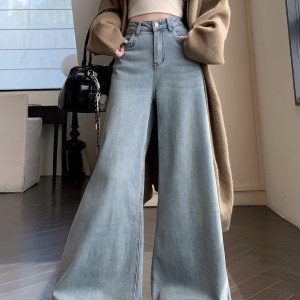 뉴 루즈핏 스트레이트 데님 긴 바지 여성 와이드 팬츠