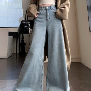 뉴 루즈핏 스트레이트 데님 긴 바지 여성 와이드 팬츠