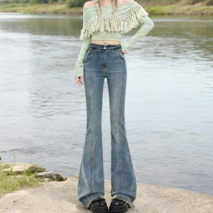 2025 한국 동대문 출시 전 1차 완판 나팔 청바지 여성