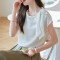 실사 프랑스식 비대칭 나비 넥타이 부드럽다 섬세한 셔츠 여성 여름 출퇴근 지성 품격 새틴 셔츠