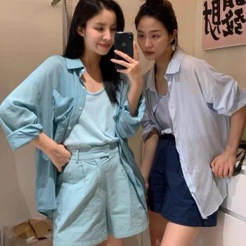 봄 여름 얇은 스타일 캐주얼 시원한 질감 긴팔 자외선 차단 의류 여성 셔츠 루즈핏 맨위 재킷 미니멀리즘 슬립