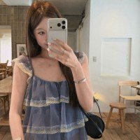 염색 레이스 쉬폰 블라우스 여성 여름 티셔츠