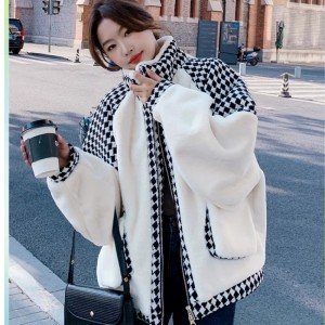 26fw 겨울 양털 여성 코트 캐주얼 루즈핏 코튼 내장재 자켓 S-XL