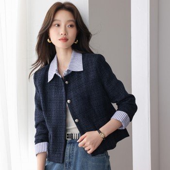 26 가을 겨울 페이크 레이어드 카라 루즈핏 여성 자켓 S-XL