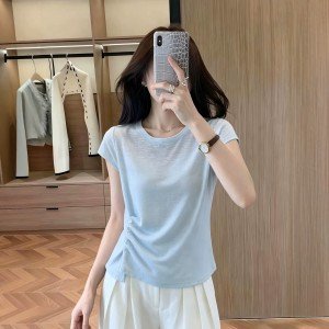 얼음 실크 마이크로 원단 슬림핏 연출 티셔츠 S~XL