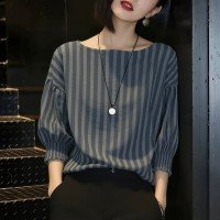 5부소매 고급분위기 여성 셔츠 S-2XL