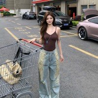 핫걸 4공정 빈티지 와이드 레그 청바지 S M